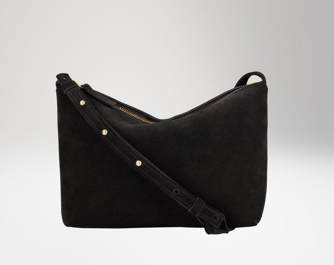 Small Crossbody Bag, suede, black