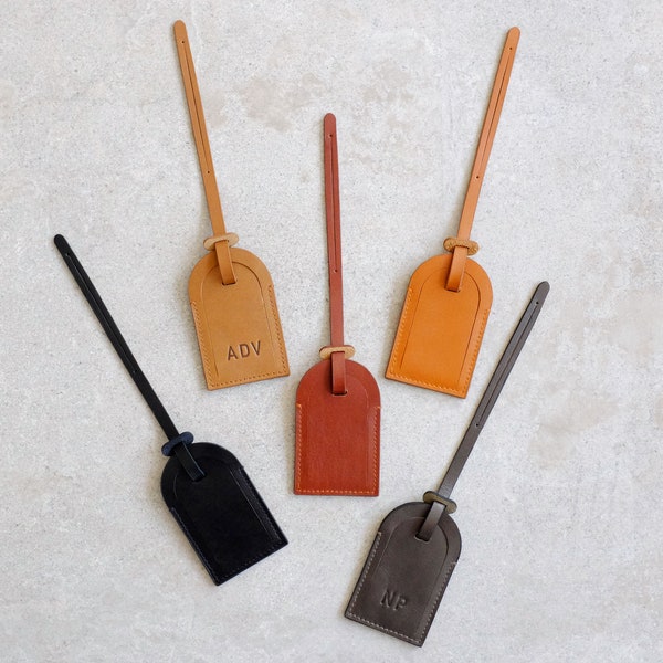 Leather luggage tag