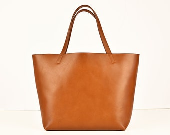 Large Tote in Cognac, echt Leder