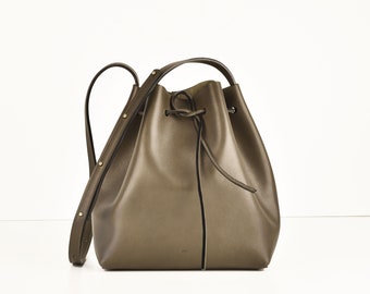 Classic Bucket Bag, echt Leder, Elephant