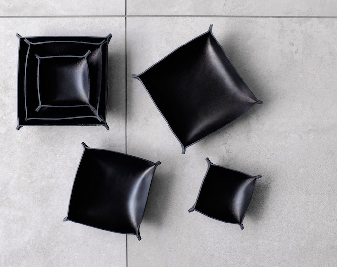 Leather trays 3some Tray set of three, color: Black