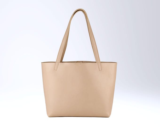 Small Tote Bag in Ivory, genuine leather