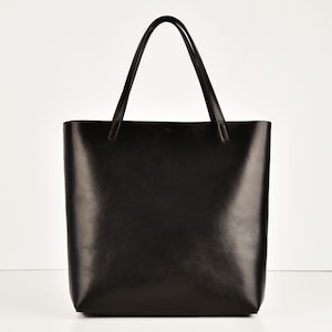 Shopping Bag in Schwarz echt Leder