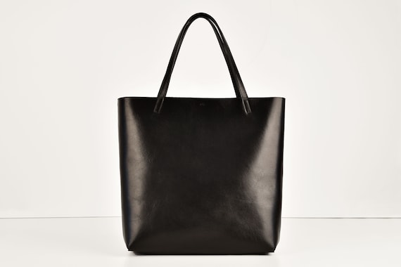 Shopping Bag in Black Genuine Leather