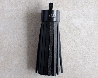 Single Tassel, Quaste in Schwarz echt Leder