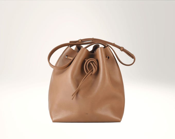 Soft Classic Bucket Bag, genuine leather, Hazel
