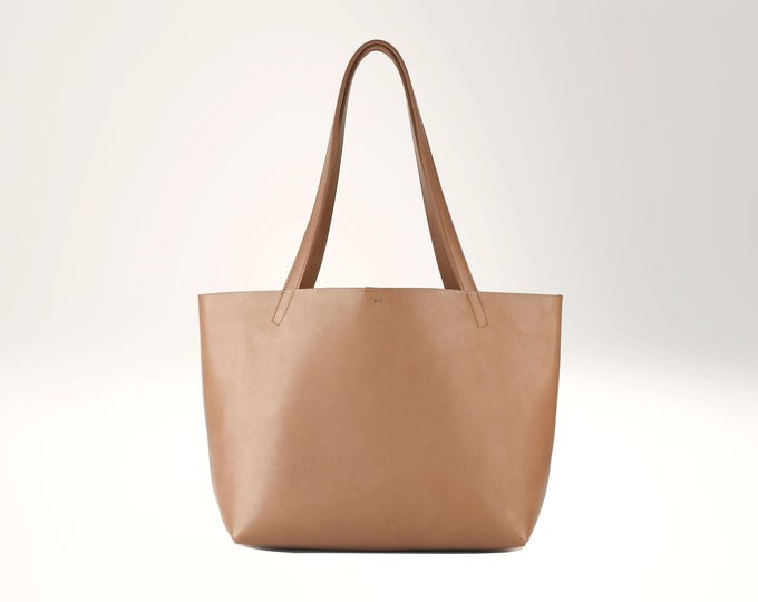 Soft small Tote Bag in Hazel, genuine leather