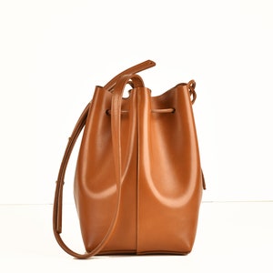 Classic Bucket Bag Genuine Leather Cognac - Etsy