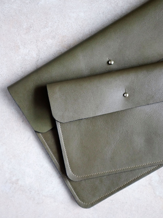 Flat bag, clutch, wallet, necessaire, document bag in Elephant genuine leather