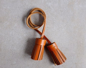 Double Tassel, Quaste in Cognac echt Leder