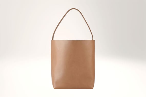 Soft Square Bucket Bag in Hazel, genuine leather