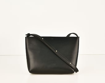 Crossbody Bag, Farbe: Black, echt Leder