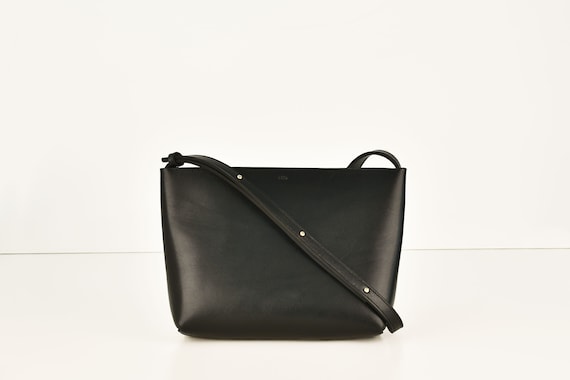 Crossbody bag, color: black, genuine leather