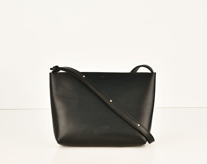 Crossbody Bag, Color: Black, Genuine Leather