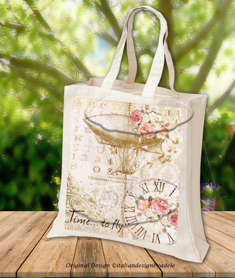 Large Decoupage Paper HOT AIR BALLOONS and Flowers Printable Etsy