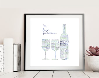 Personalized Reasons We Love You Print: Milestone Birthday Gift