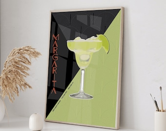Cocktail Margarita Art Deco Framed Print