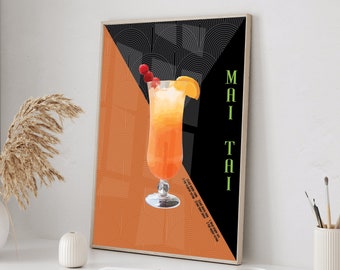 Cocktail Mai Tai Art Deco Framed Print