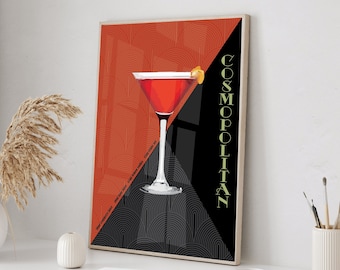 Cocktail Cosmopolitan Art Deco Framed Print