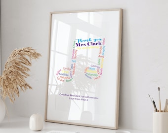 Class Name Personalised Teachers Gift Thank You Music Note Framed Print