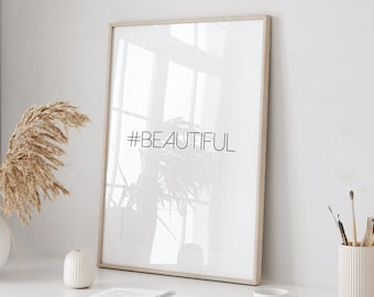 Beautiful # Hashtag Black and White Framed Print