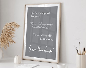 Jestem burzą Szary wydruk – wydruk cyfrowy do pobrania