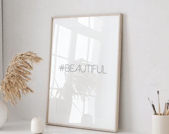 Piękny # Hashtag Czarno-biały - Cyfrowy wydruk do pobrania