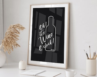 It’s Wine O’Clock Chalk Board Effect Framed Print