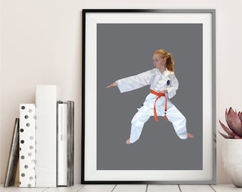 Personalised Geometric Portrait Sports Karate Framed Print