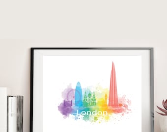Zabytki Londynu Panorama miasta Spersonalizowane Jasne Żywe - Pobierz Cyfrowe Wydruki