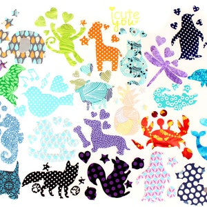 24 Cute Iron On Applique, for library bag, t-shirts, fun baby shower activity for baby gender neutral Assorted fabric from Australia image 7