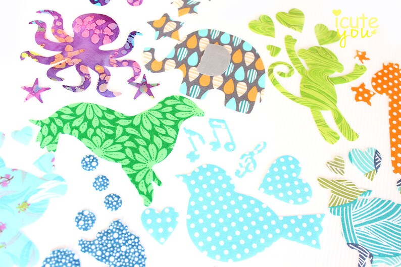 24 Cute Iron On Applique, for library bag, t-shirts, fun baby shower activity for baby gender neutral Assorted fabric from Australia image 6