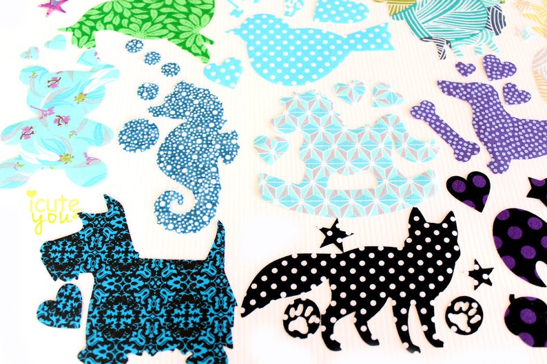 24 Cute Iron On Applique, for library bag, t-shirts, fun baby shower activity for baby gender neutral Assorted fabric from Australia image 2