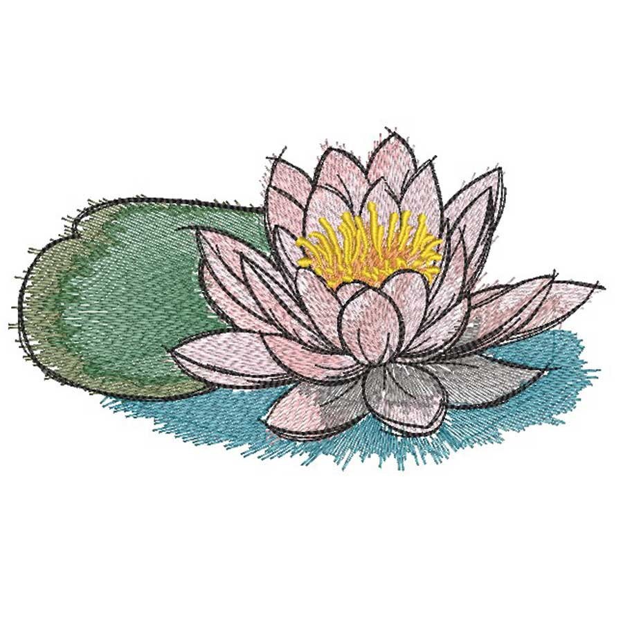 Embroidery Design Water Lily Embroidered Water Lily 5 Etsy