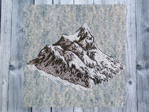 山の刺繍画 山 刺繍 刺繍ファイル 山の景色 簡単な刺繍 刺繍された山 10x10の