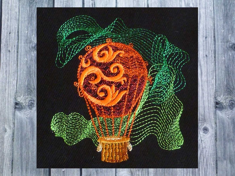 late summer 4 x 4 hoop Embroidery design hot air balloon hot-air balloon aviation embroidery