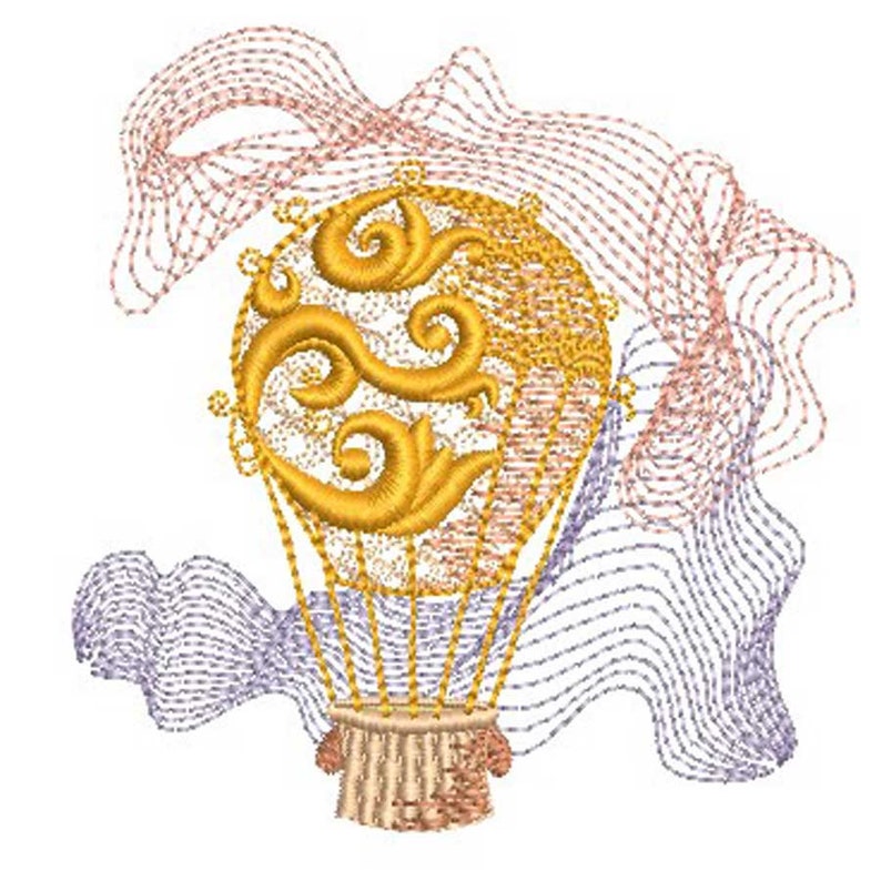 late summer 4 x 4 hoop Embroidery design hot air balloon hot-air balloon aviation embroidery