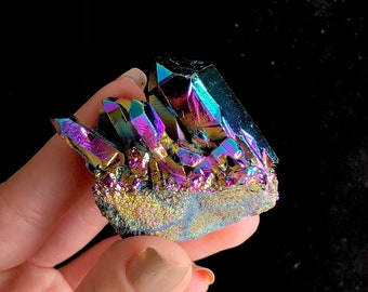 Regenbogen Titanium Aura Quarz Kristall Cluster, Mineral Specimen
