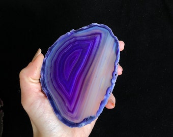 Purple Agate Slice, Polished Gemstone Platter, Natural Agate Geode