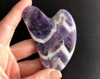 Hand-Carved Amethyst Gua Sha Stone: Facial Massage Tool