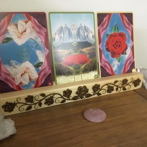Oracle Card stand, Tarot Card Holder - Handcrafted - Multiple Cards - 28cm Roses and Leaves