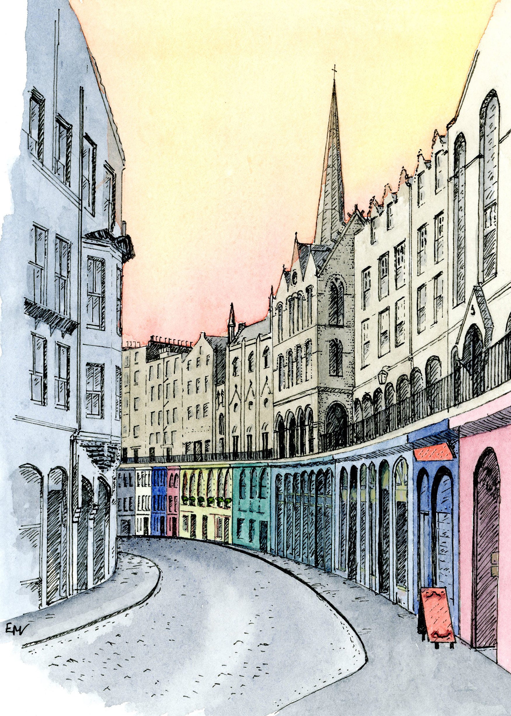 Edinburgh art print Victoria Street wall art Edinburgh old Etsy