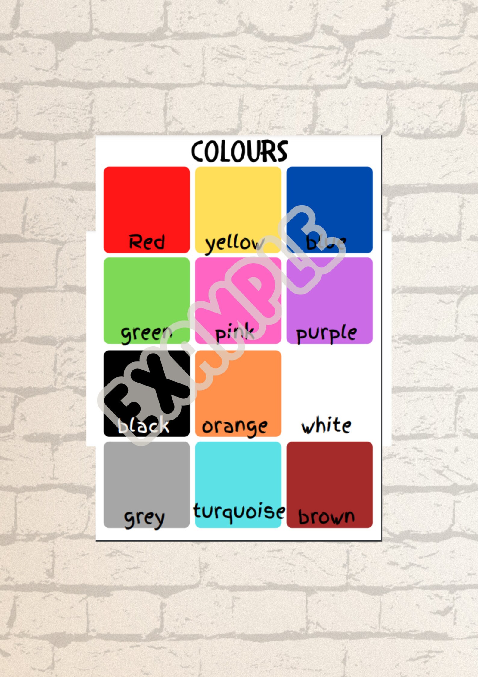 Learning Colours Toddler Chart - Etsy