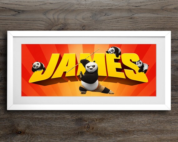Kung Fu Panda Name Sign Framed Nursery Print Panda Nursery Etsy