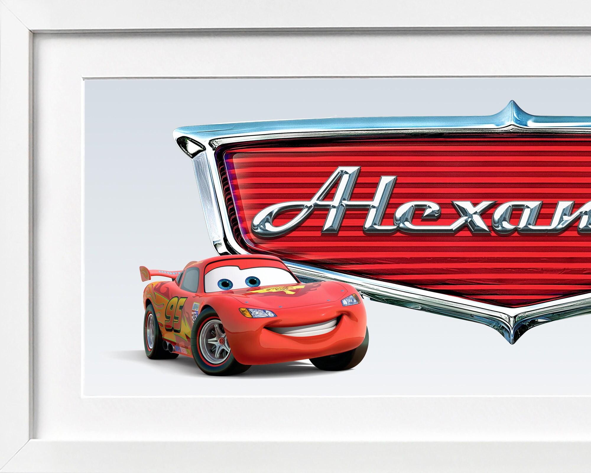 Lightning McQueen Name Art / Disney Cars / Disney Nursery Etsy