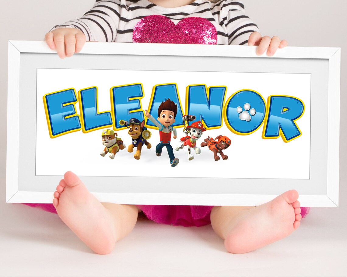 Paw Patrol Name Art / Baby Name Sign / Personalised Name Art / | Etsy