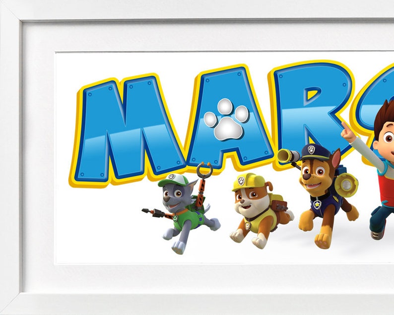 Paw Patrol Name Art / Nursery Name Sign / Name Art / Paw Etsy