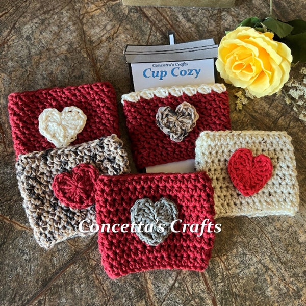 Heart Cup Cozy, Cup Cozy with Heart, Coffee Sleeve, ToGo Sleeve, Drink Sleeve, ToGo Cup Holder, Crochet Cup Holder, Gift