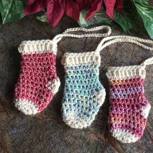 Stocking Ornaments Set of 3, Crochet Stockings, Tree Decorations, Christmas, Home Decor, Crochet Ornaments, Holiday Decor, Tree Decor, Gift