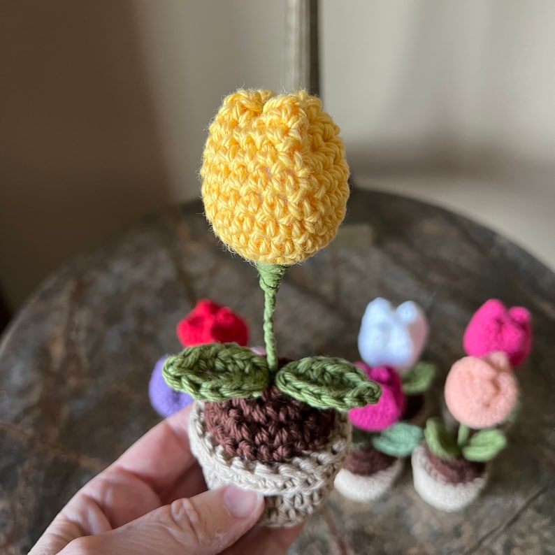 Mini Tulip & Pot Crochet Amigurumi Tulip Crocheted Tulip and - Etsy